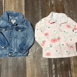 Girls Jean jacket and floral pullover jacket bundle